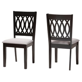 2 Baxton Studio Florencia Grey Espresso Brown Dining Chairs