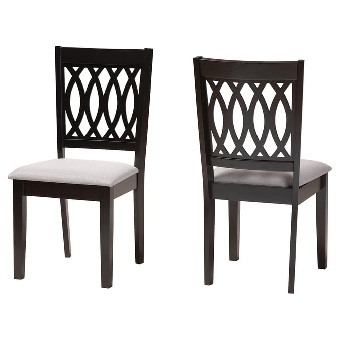 2 Baxton Studio Florencia Grey Espresso Brown Dining Chairs BAX-RH388C-GRYDRKBRW-DC-2PK