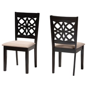 2 Baxton Studio Abigail Beige Fabric Dark Brown Wood Dining Chairs