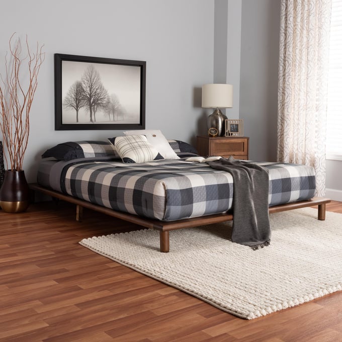 Baxton Studio Alivia Walnut Brown King Bed Frame The Classy Home