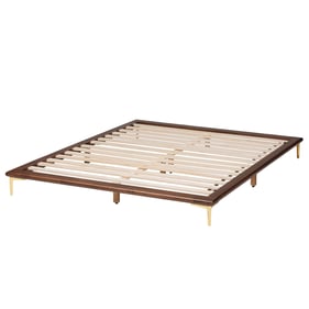 Baxton Studio Channary Walnut Brown Gold King Bed Frame