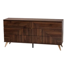 Baxton Studio Graceland Walnut Brown 6 Drawer Dresser