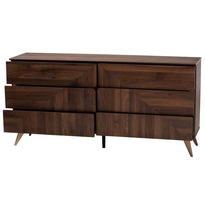 Baxton Studio Graceland Walnut Brown 6 Drawer Dresser The Classy