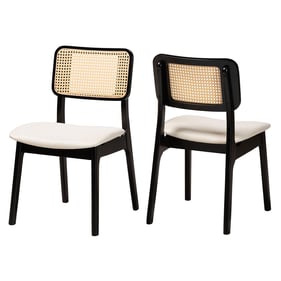 2 Baxton Studio Dannon Cream Fabric Black Wood Dining Chairs