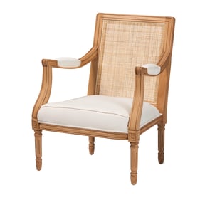 Baxton Studio Bali Pari Garridan Beige Honey Oak Accent Chair