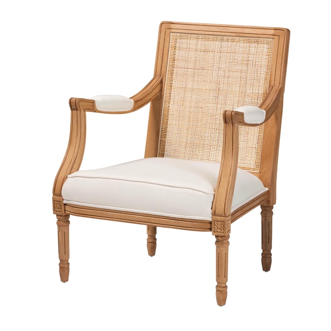 Baxton Studio Bali Pari Garridan Beige Honey Oak Accent Chair BAX-SEA672-LTWODNAT01-WHT-F00