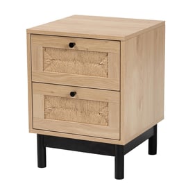 Baxton Studio Cherelle Light Brown Black 2 Drawer End Table