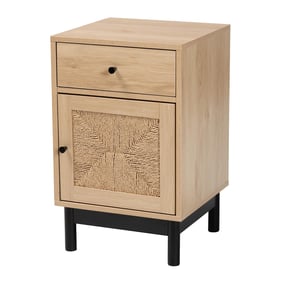 Baxton Studio Cherelle Light Brown Black 1 Drawer End Table