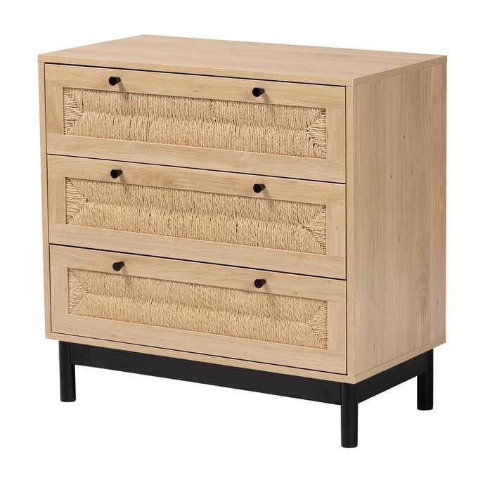 Baxton Studio Cherelle Light Brown Black 3 Drawer Storage Cabinet BAX-SR221279-WOODEN-CABINET