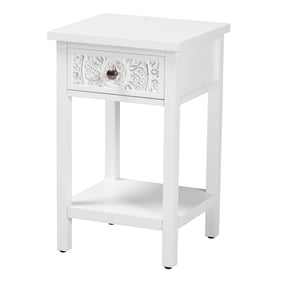 Baxton Studio Yelena White 1 Drawer End Table