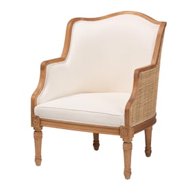 Baxton Studio Bali Pari Elizette Beige Honey Oak Accent Chair