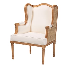 Baxton Studio Bali Pari Rachana Beige Fabric Honey Oak Accent Chair