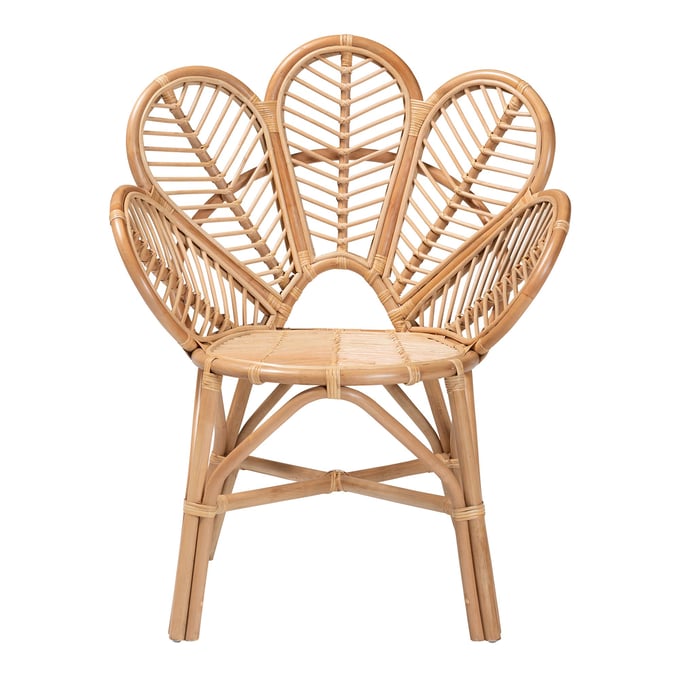 Baxton Studio Bali Pari Eliava Natural Rattan Flower Accent Chair