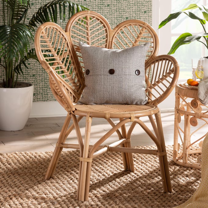 Baxton Studio Bali Pari Eliava Natural Rattan Flower Accent Chair