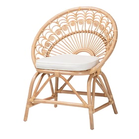 Baxton Studio Bali Pari Abriella Natural Brown Rattan Peacock Accent Chair