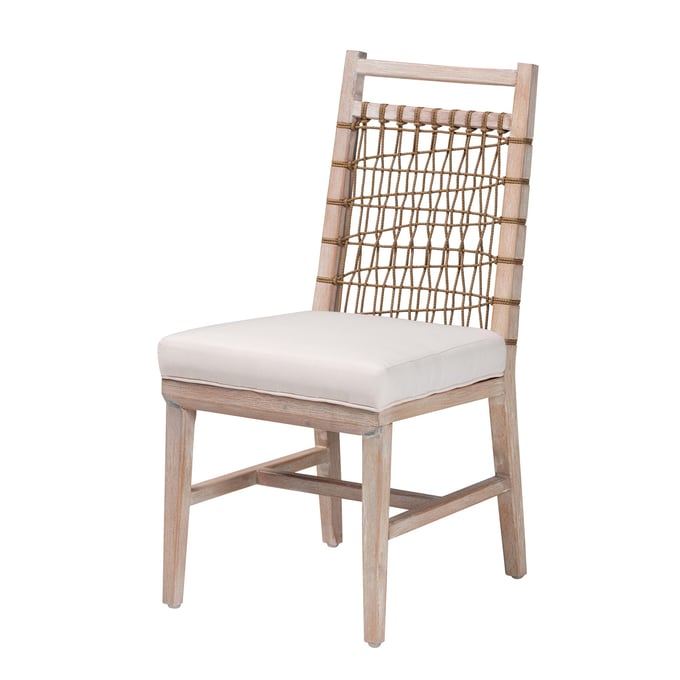 Baxton Studio Bali Pari Ulric White Washed Mahogany Dining Chair BAX-VERSACERUSEDWHTBRN-ROPE-DC