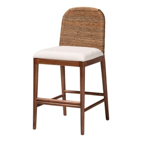 Baxton Studio Nadim White Natural Brown Seagrass Counter Stool