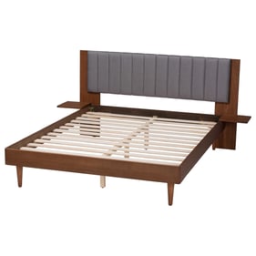 Baxton Studio Kalista Grey Walnut Brown Queen Platform Bed