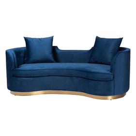 Baxton Studio Deserae Navy Blue Gold Metal Sofa