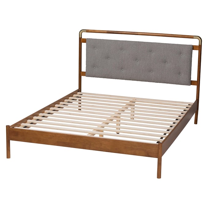 Baxton Studio Edwina Light Grey Walnut Brown Queen Platform Bed BAX-BBT61185-LIHTGRYWALGOLD-Q