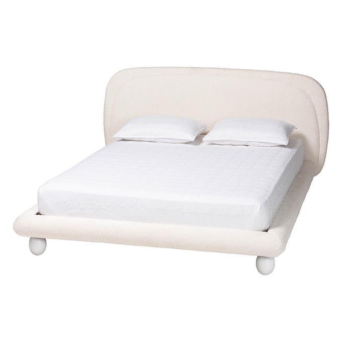 Baxton Studio Eladio Ivory White Queen Bed BAX-BBT61186-11-WHITE-QUEEN