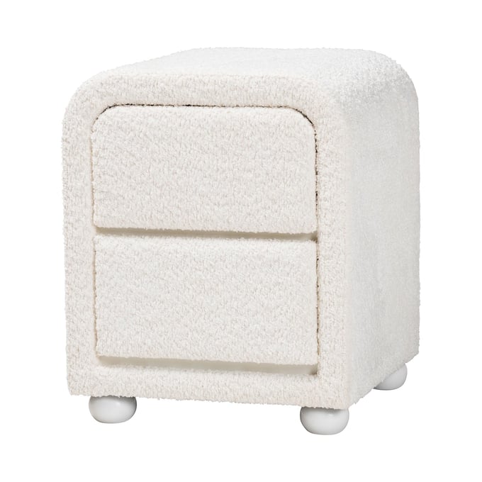 Baxton Studio Bonilla White Teddy Bear 2 Drawer Nightstand BAX-BBT3220-11-White-NS