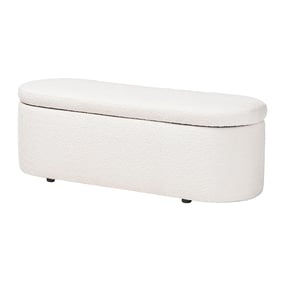 Baxton Studio Lavina White Teddy Bear Fabric Storage Bench