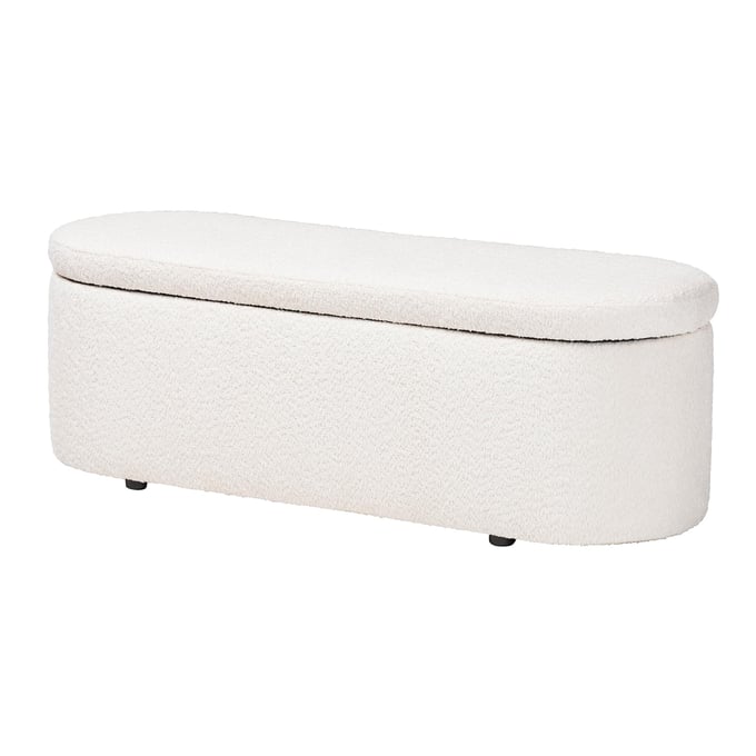 Baxton Studio Lavina White Teddy Bear Fabric Storage Bench BAX-BBT3212-11-A2-White-Bench