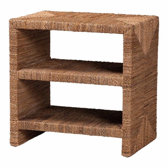 Baxton Studio Bali Pari Liza Natural Seagrass End Table BAX-LIZZA-WOODEN-ET