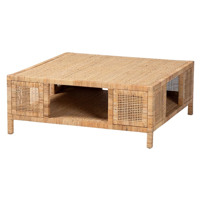 Baxton Studio Bali Pari Kalimantan Light Honey Coffee Table BAX-KALIMANTAN-SQUAREWODN-CT