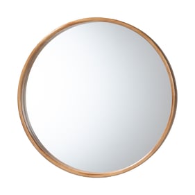 Baxton Studio Tazara Natural Brown Round Accent Wall Mirror