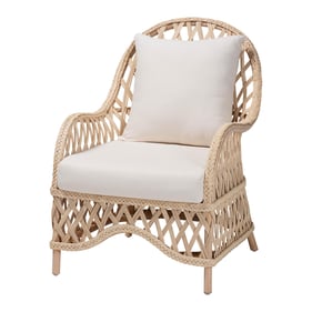 Baxton Studio Bali Pari Florence Ivory Arm Chair