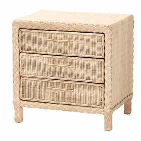 Baxton Studio Bali Pari Lanica Pale Brown 3 Drawer Nightstand