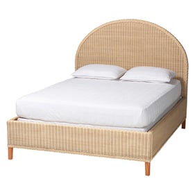 Baxton Studio Lanica Sun Bleached Rattan Queen Bed