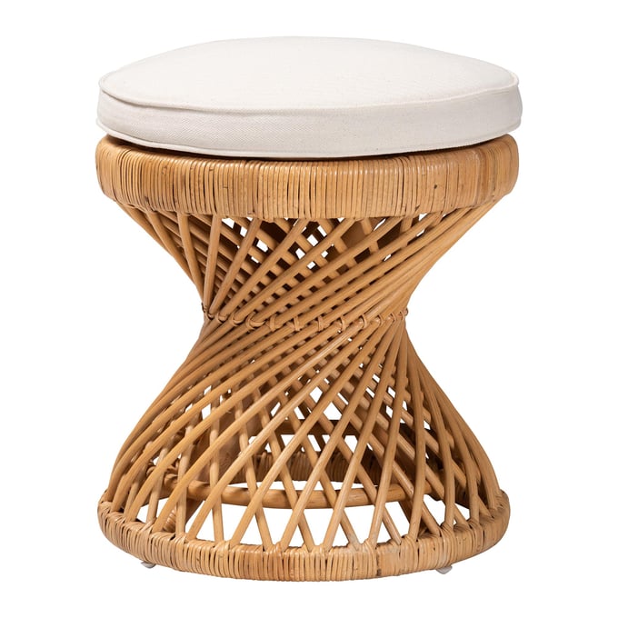 Baxton Studio Bali Pari Borneo Light Honey Footstool BAX-BORNEO-LIGHTHONYRTN-STOOL