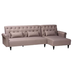 Baxton Studio Chesterfield Clay Black Convertible Sleeper Sofa