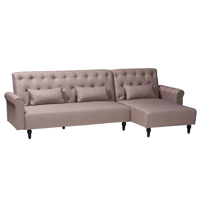 Baxton Studio Chesterfield Clay Black Convertible Sleeper Sofa BAX-CHESTERFIELDCLAY-RFC