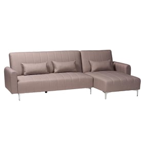 Baxton Studio Lanoma Clay Silver Convertible Sleeper Sofa