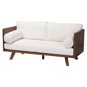 Baxton Studio Uriel Cream Walnut Brown Sofa