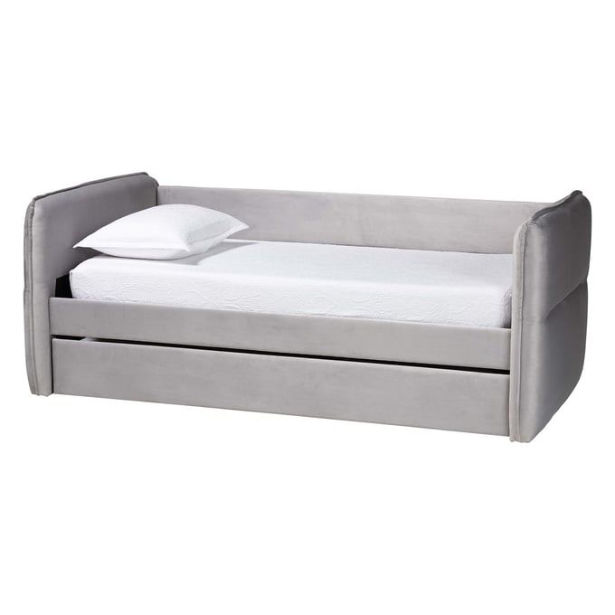 Baxton Studio Finch Light Grey Twin Daybed with Trundle BAX-CF9382-A-LGRY-DAYBED-T-T