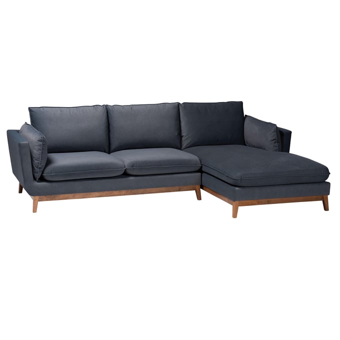 Baxton Studio Linanas Dark Grey Right Sectional BAX-LINANAS-DARKGRYHZLNUT-RFC