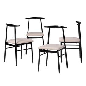 4 Baxton Studio Arnold Beige Black Dining Chairs