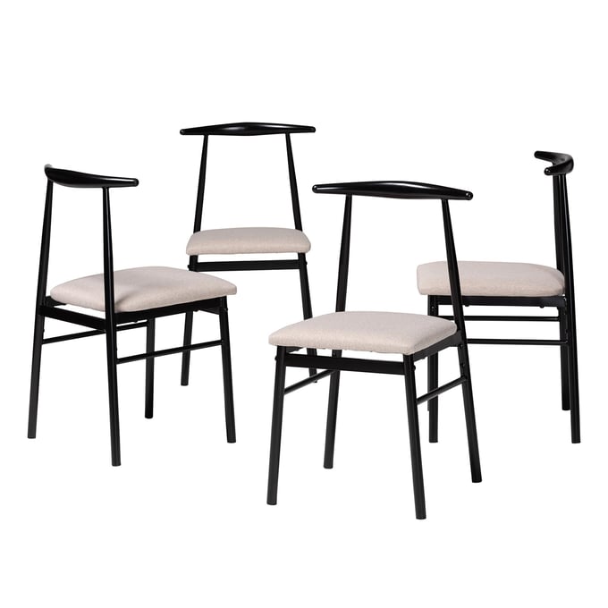 4 Baxton Studio Arnold Beige Black Dining Chairs BAX-D03018C-BEIGE-DC