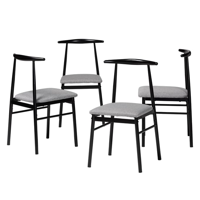 4 Baxton Studio Arnold Grey Black Dining Chairs BAX-D03018C-GREY-DC