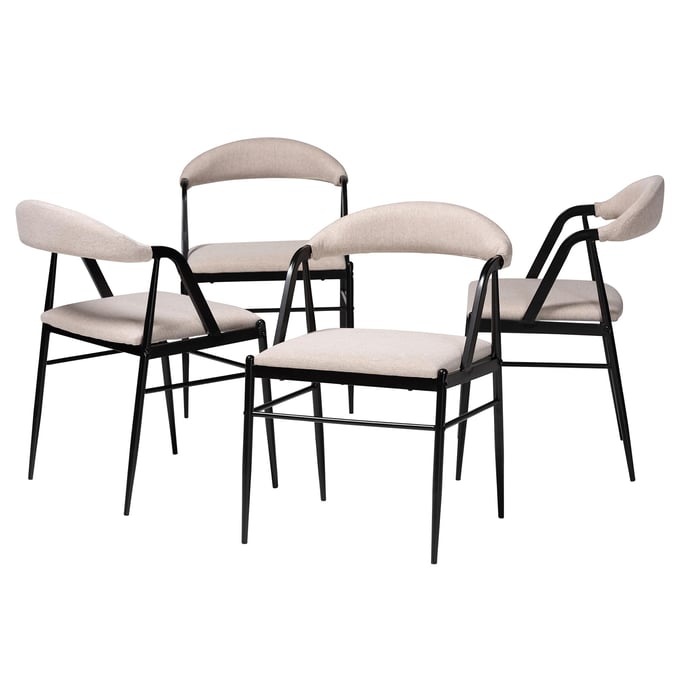 4 Baxton Studio Orrin Beige Black Dining Chairs BAX-D03017BC-BEIGE-DC