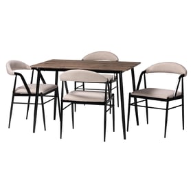 Baxton Studio Orrin Beige Black 5pc Metal Dining Set