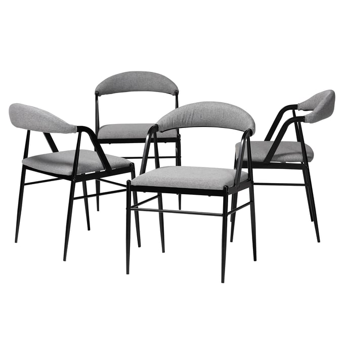 4 Baxton Studio Orrin Grey Black Dining Chairs BAX-D03017BC-GREY-DC