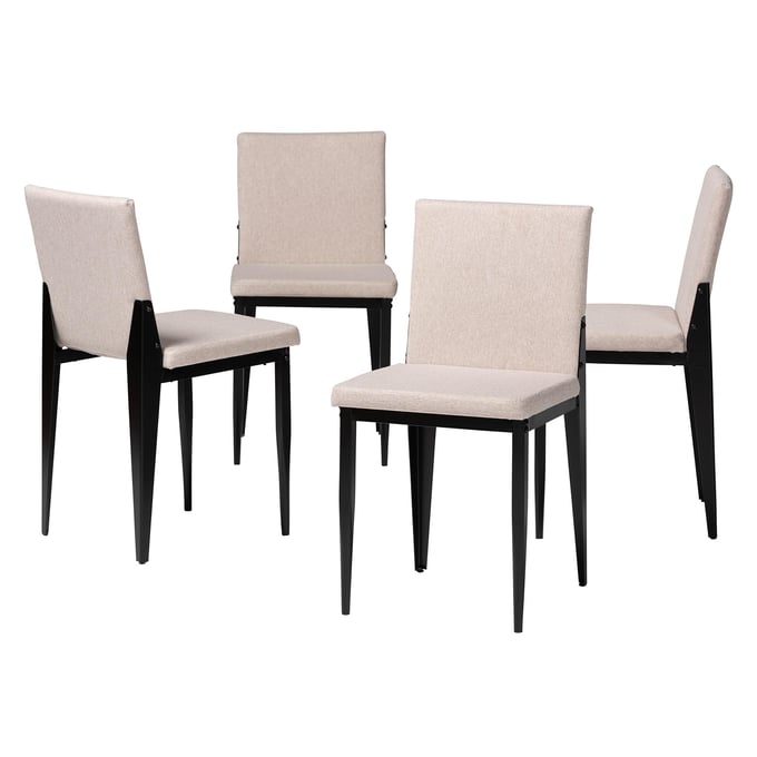 4 Baxton Studio Bishop Beige Black Dining Chairs BAX-D03016C-BEIGE-DC