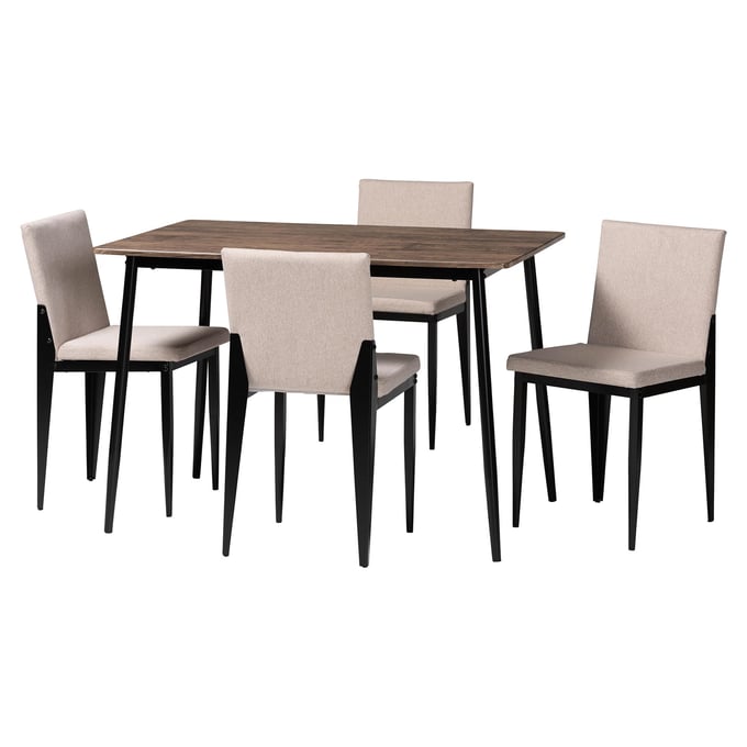 Baxton Studio Bishop Beige Black 5pc Metal Dining Set BAX-ADA-5PC-DINSET