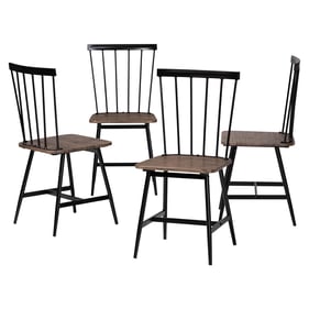 4 Baxton Studio Cardinal Dark Brown Black Dining Chairs